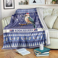 Aussie Kookaburra Blanket Merry Christmas Blue Style