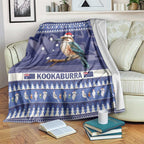 Aussie Kookaburra Blanket Merry Christmas Blue Style