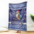 Aussie Kookaburra Blanket Merry Christmas Blue Style
