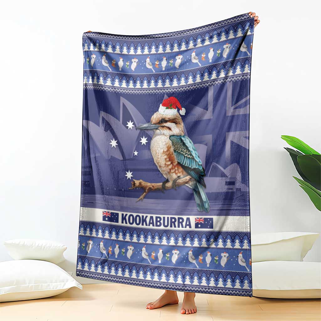 Aussie Kookaburra Blanket Merry Christmas Blue Style