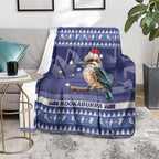 Aussie Kookaburra Blanket Merry Christmas Blue Style