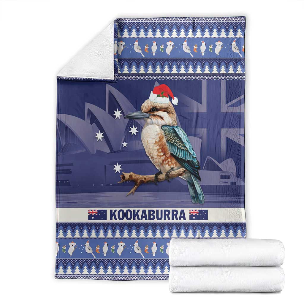 Aussie Kookaburra Blanket Merry Christmas Blue Style