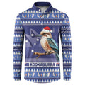 Aussie Kookaburra Button Sweatshirt Merry Christmas Blue Style