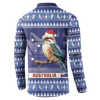 Aussie Kookaburra Button Sweatshirt Merry Christmas Blue Style