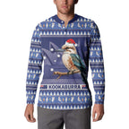 Aussie Kookaburra Button Sweatshirt Merry Christmas Blue Style