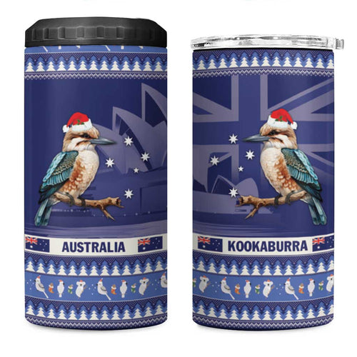 Aussie Kookaburra 4 in 1 Can Cooler Tumbler Merry Christmas Blue Style