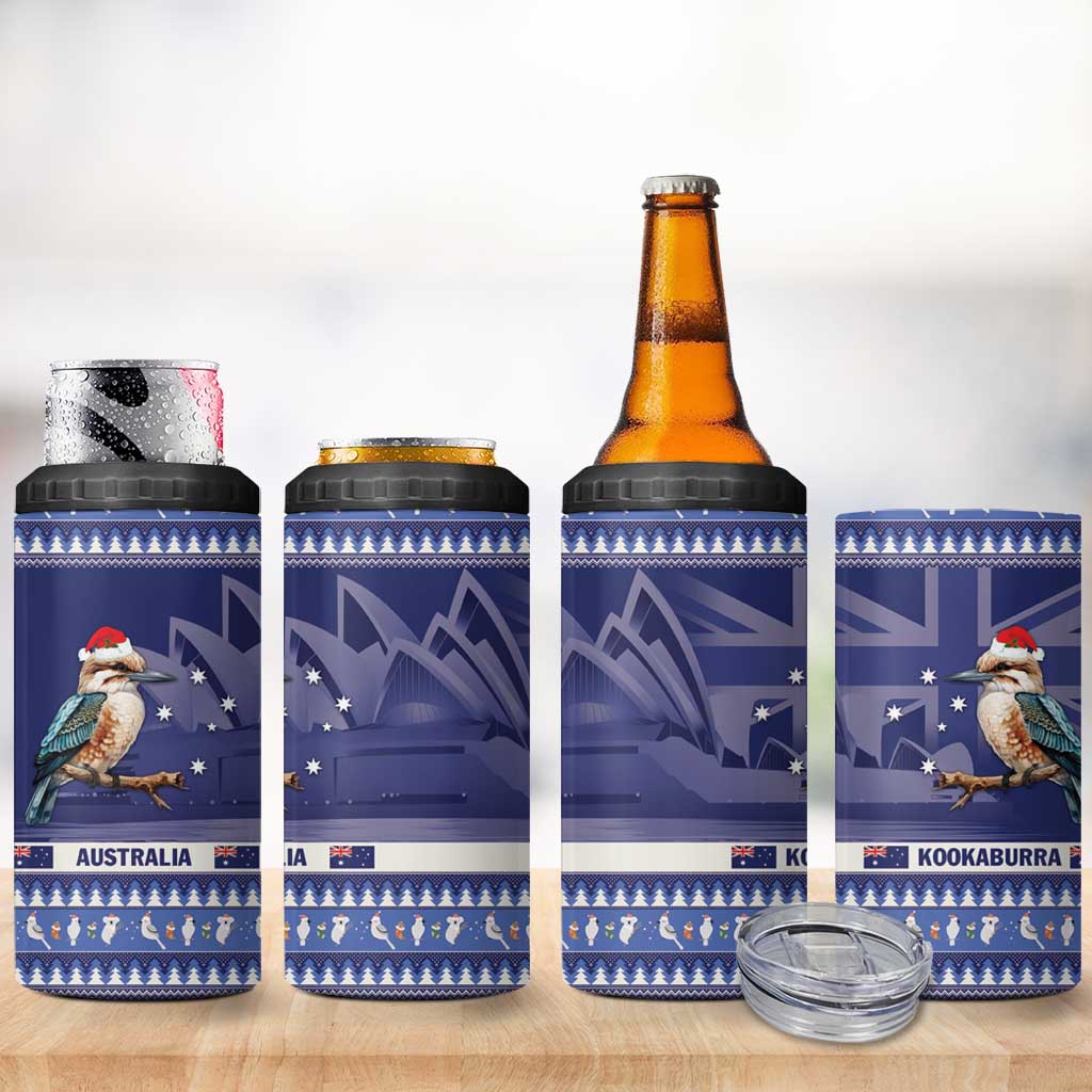 Aussie Kookaburra 4 in 1 Can Cooler Tumbler Merry Christmas Blue Style