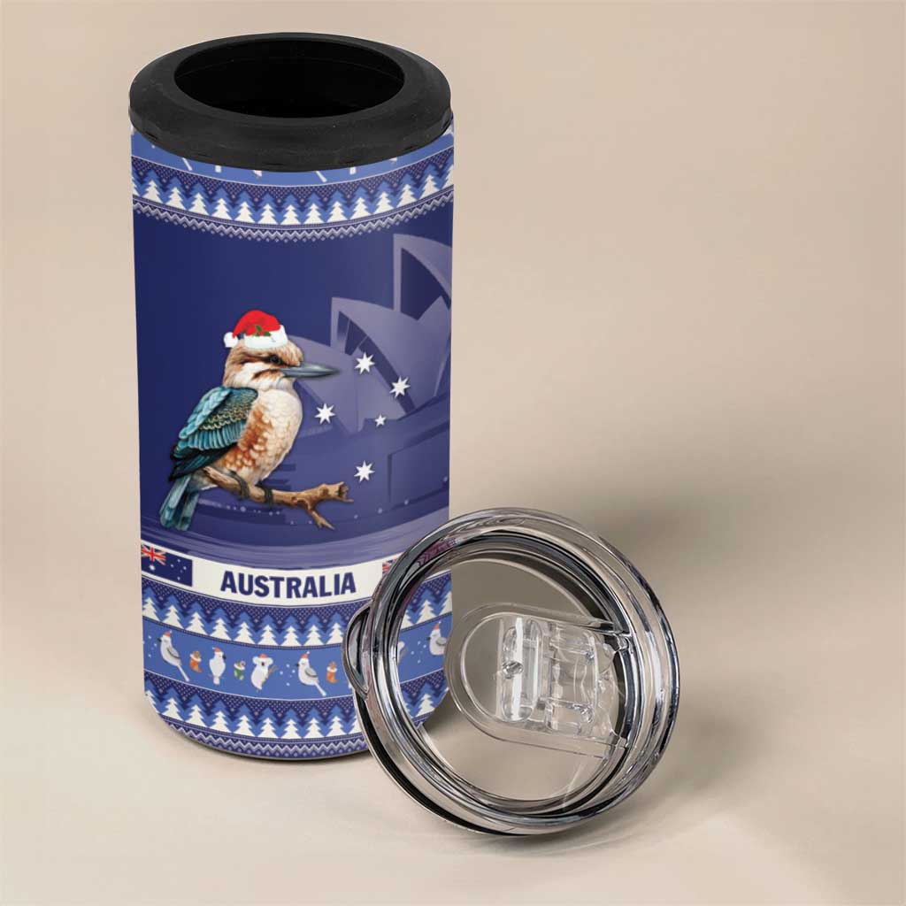 Aussie Kookaburra 4 in 1 Can Cooler Tumbler Merry Christmas Blue Style