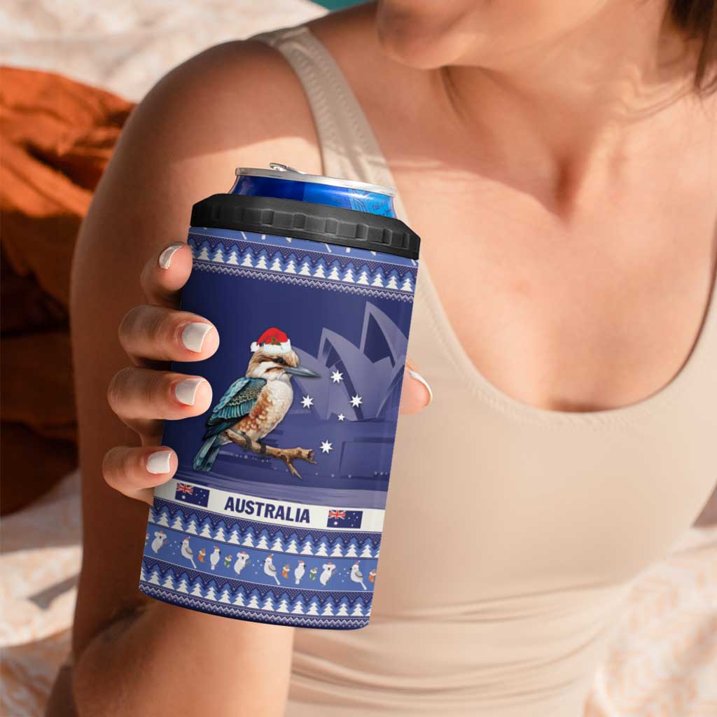 Aussie Kookaburra 4 in 1 Can Cooler Tumbler Merry Christmas Blue Style
