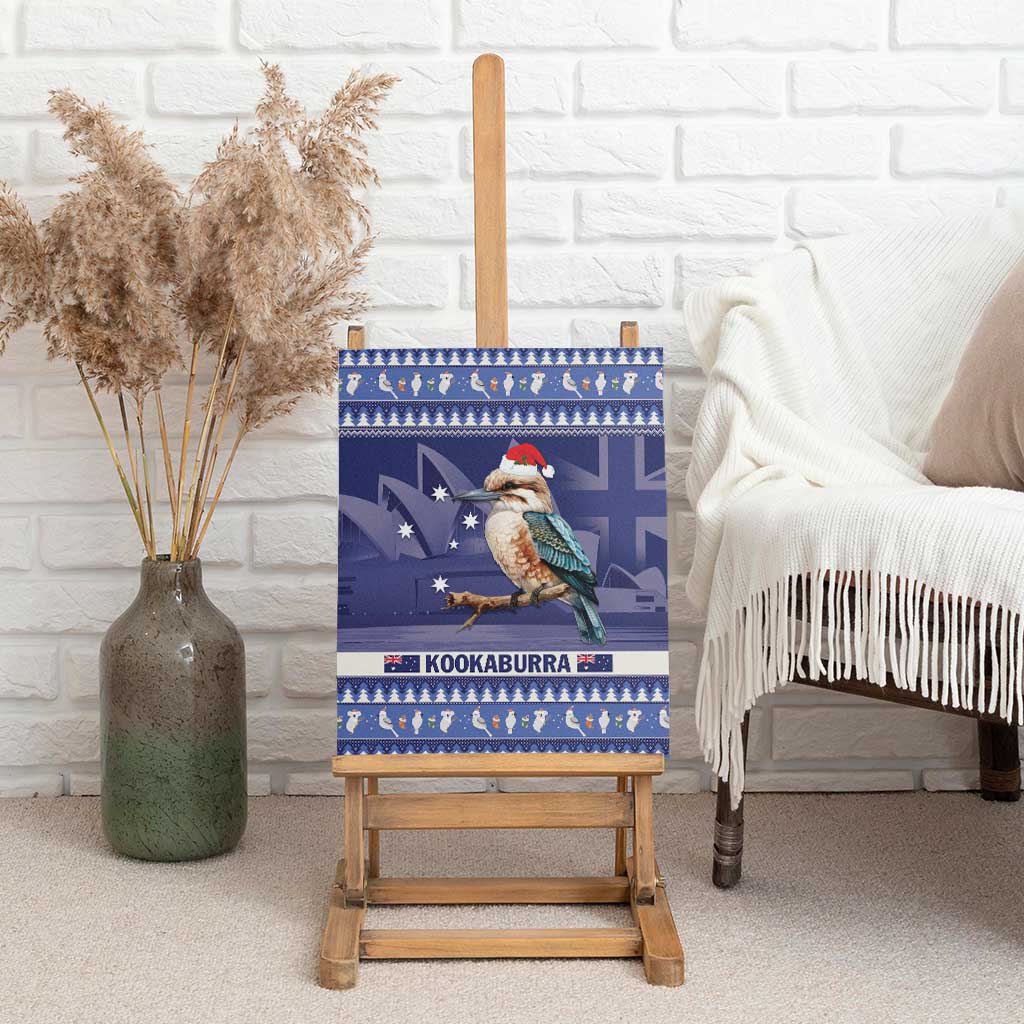Aussie Kookaburra Canvas Wall Art Merry Christmas Blue Style