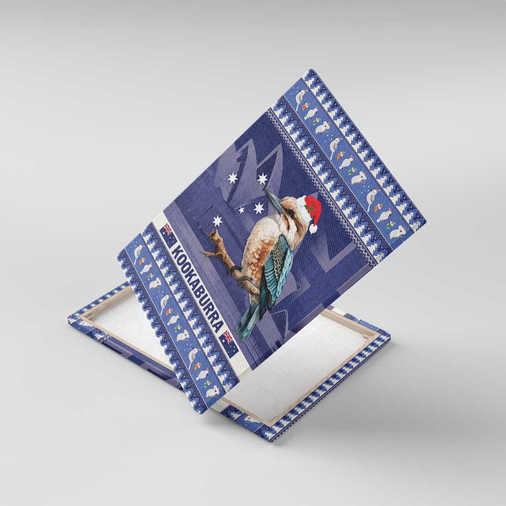Aussie Kookaburra Canvas Wall Art Merry Christmas Blue Style