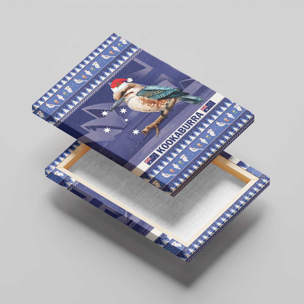 Aussie Kookaburra Canvas Wall Art Merry Christmas Blue Style