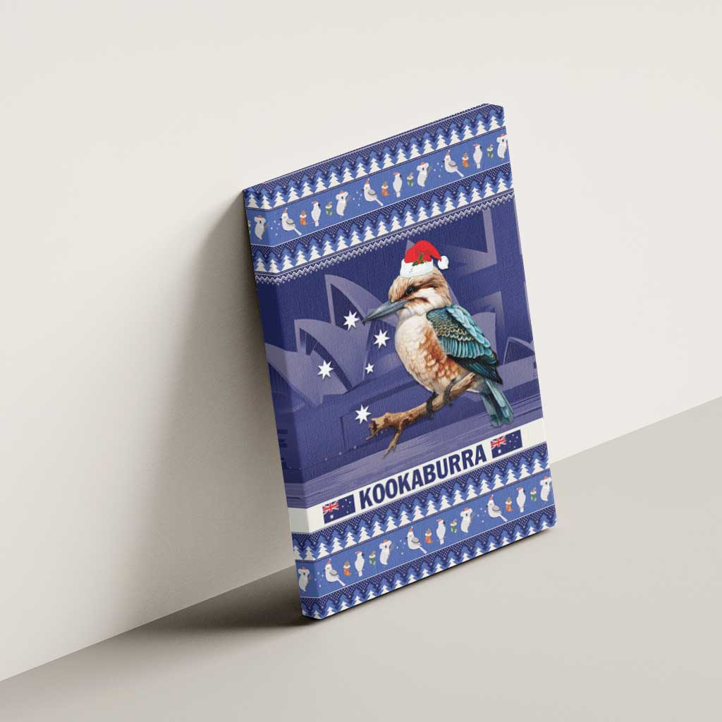 Aussie Kookaburra Canvas Wall Art Merry Christmas Blue Style