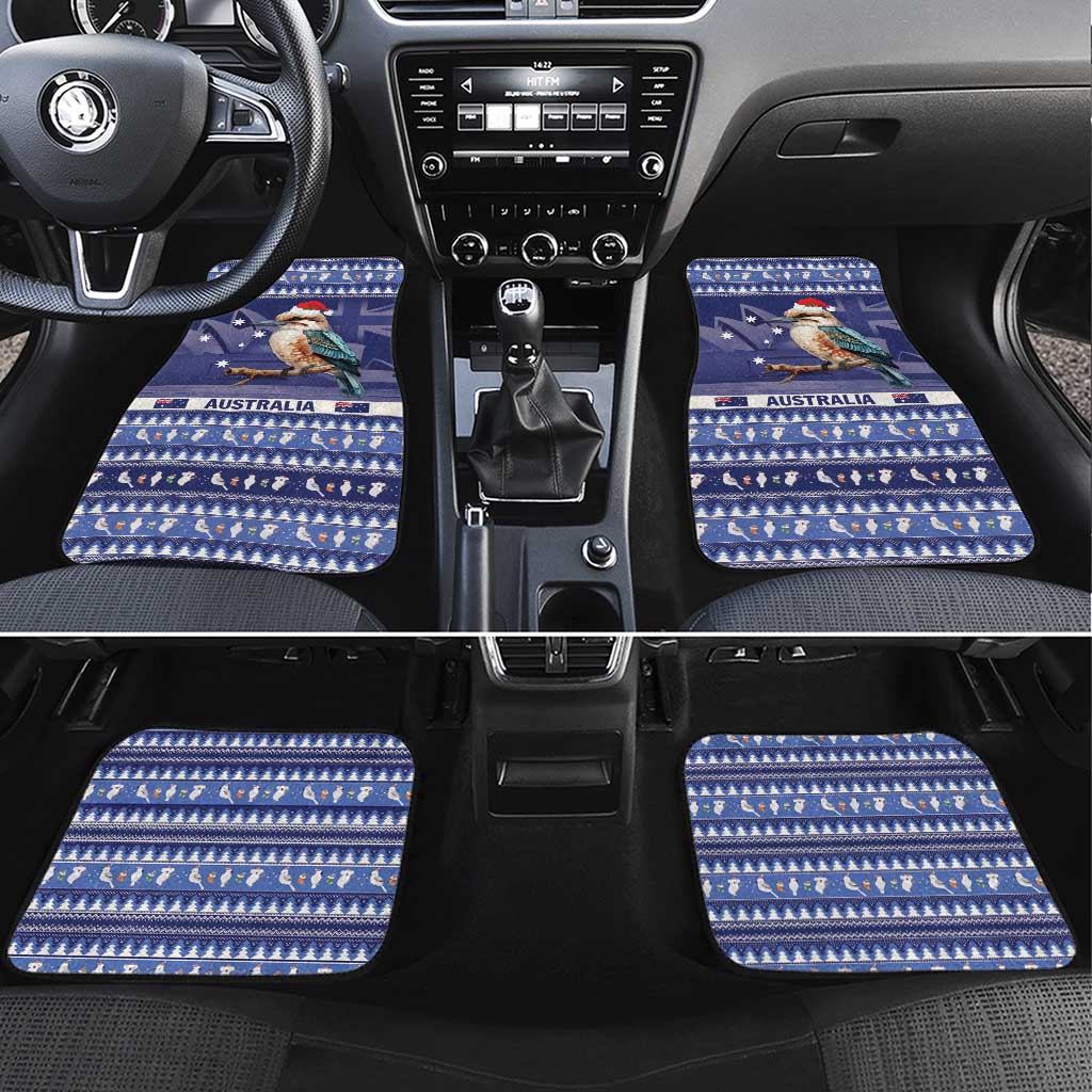 Aussie Kookaburra Car Mats Merry Christmas Blue Style