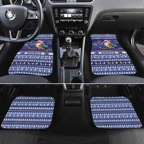Aussie Kookaburra Car Mats Merry Christmas Blue Style