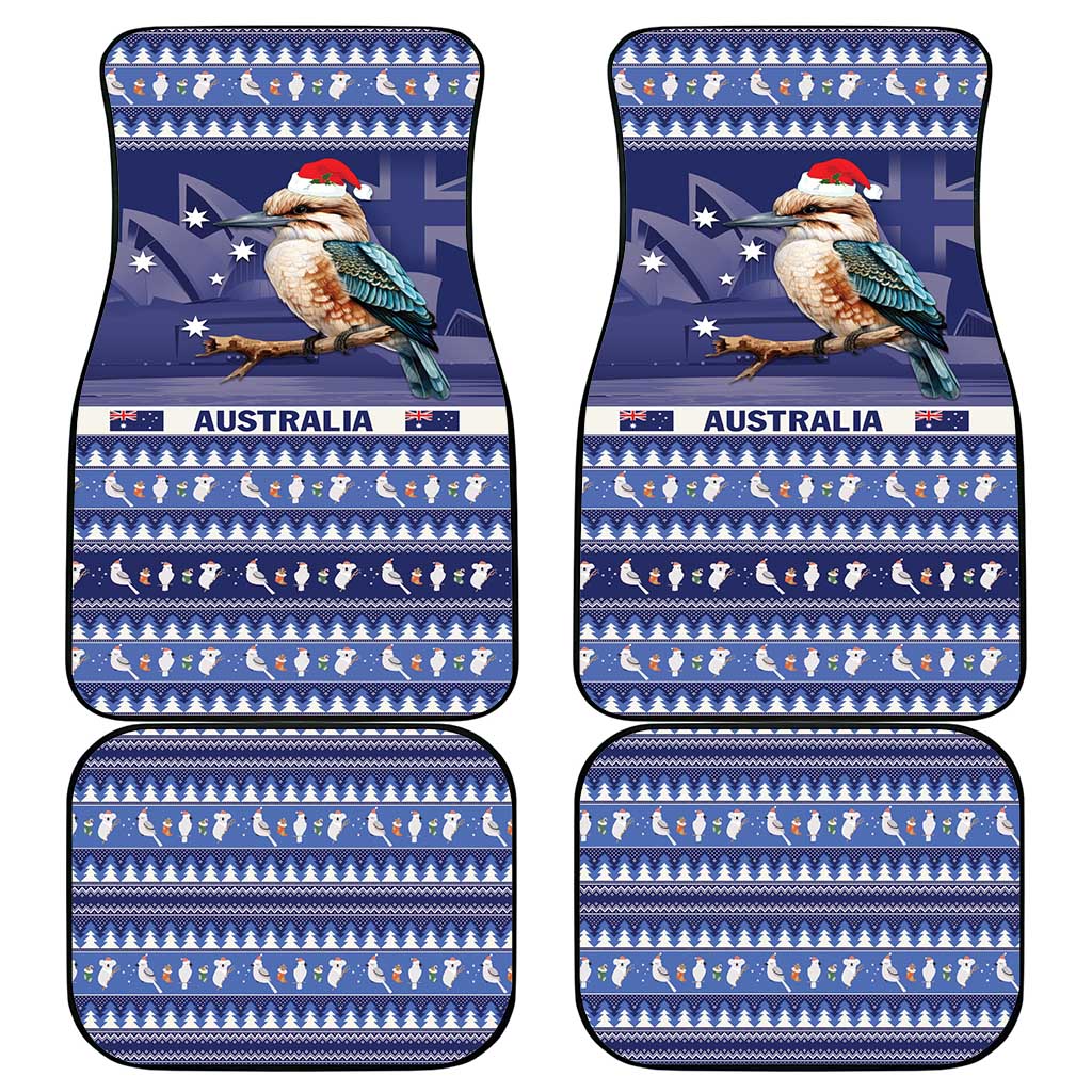 Aussie Kookaburra Car Mats Merry Christmas Blue Style
