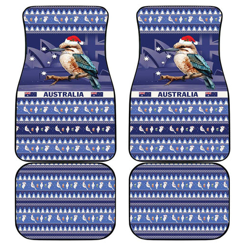 Aussie Kookaburra Car Mats Merry Christmas Blue Style