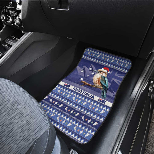 Aussie Kookaburra Car Mats Merry Christmas Blue Style