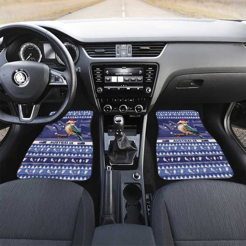 Aussie Kookaburra Car Mats Merry Christmas Blue Style
