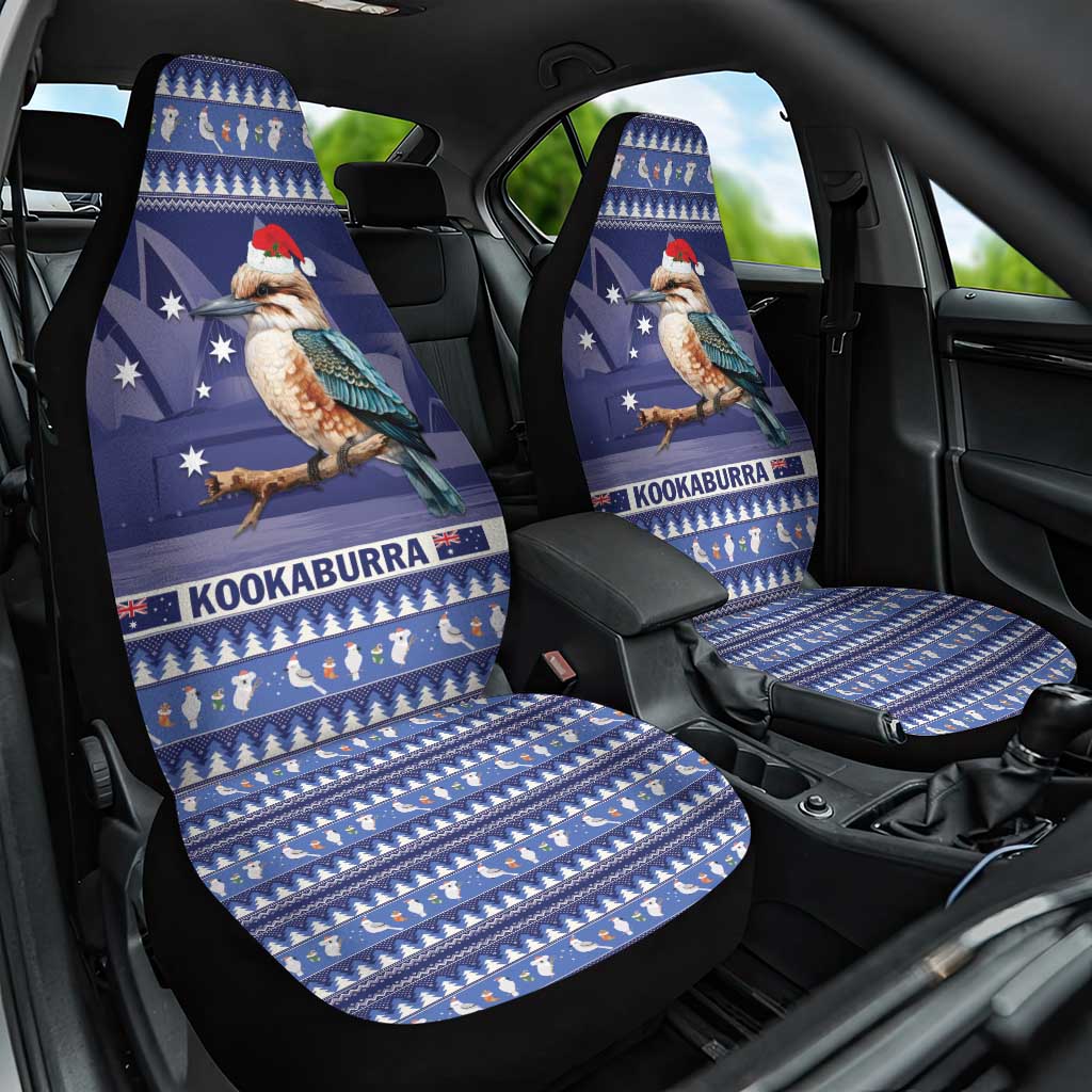Aussie Kookaburra Car Seat Cover Merry Christmas Blue Style