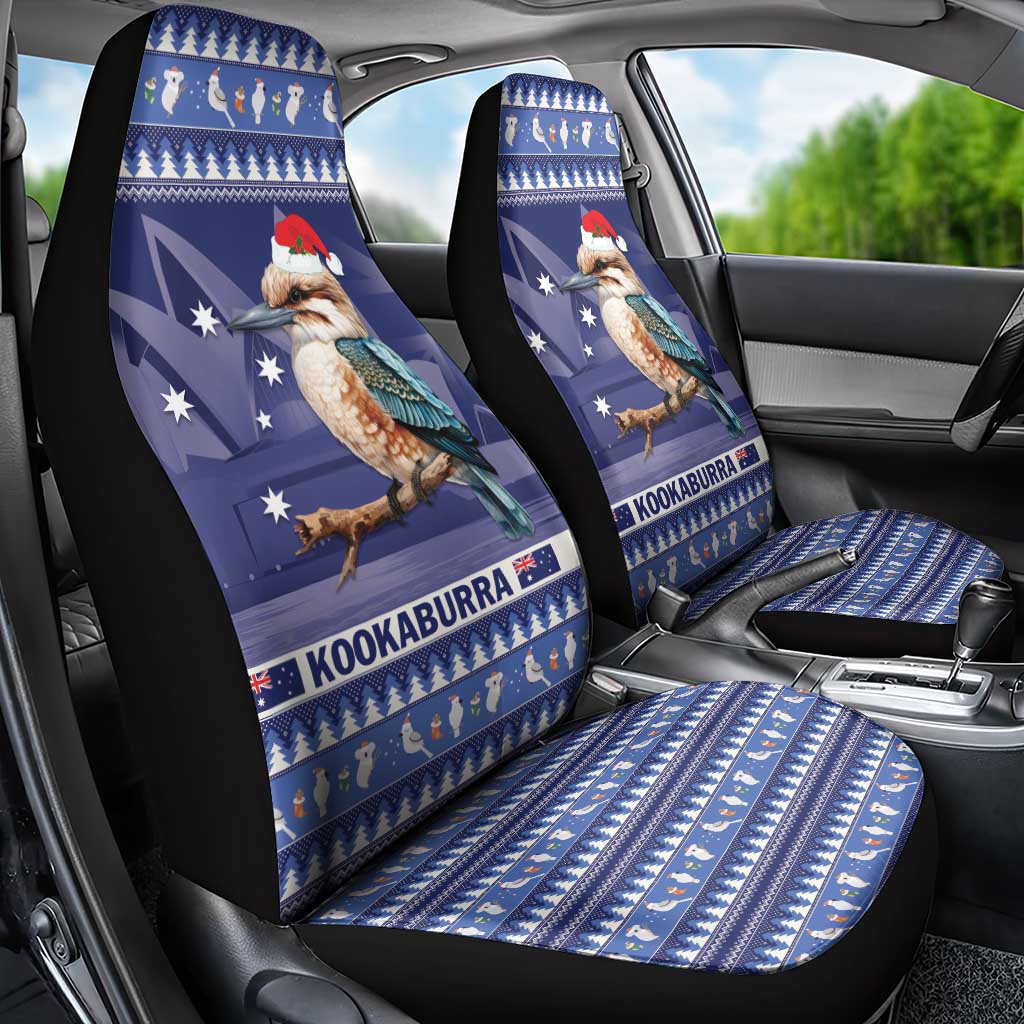 Aussie Kookaburra Car Seat Cover Merry Christmas Blue Style