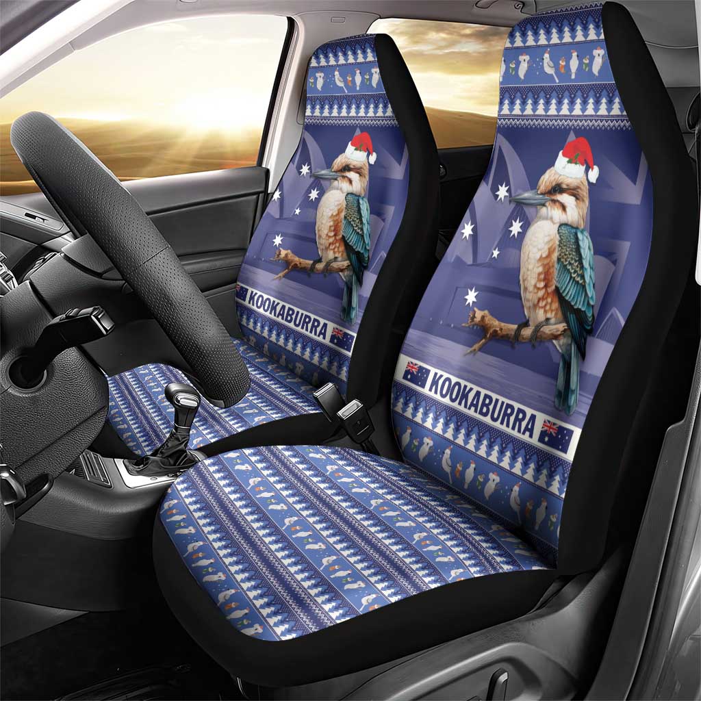 Aussie Kookaburra Car Seat Cover Merry Christmas Blue Style