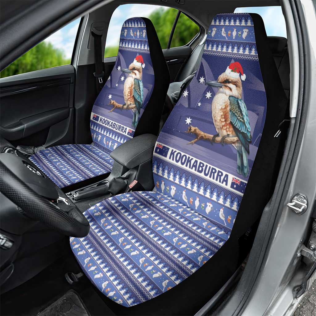 Aussie Kookaburra Car Seat Cover Merry Christmas Blue Style