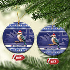 Aussie Kookaburra Ceramic Ornament Merry Christmas Blue Style