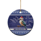 Aussie Kookaburra Ceramic Ornament Merry Christmas Blue Style