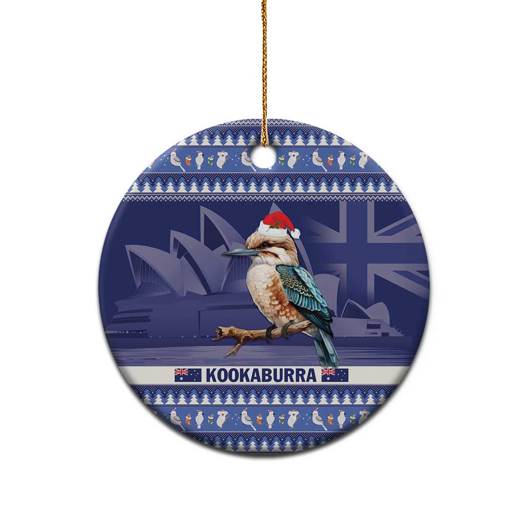 Aussie Kookaburra Ceramic Ornament Merry Christmas Blue Style