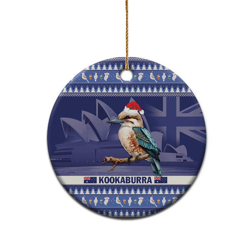 Aussie Kookaburra Ceramic Ornament Merry Christmas Blue Style
