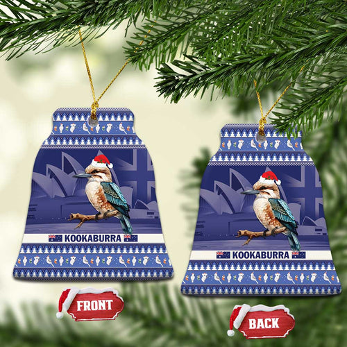 Aussie Kookaburra Ceramic Ornament Merry Christmas Blue Style