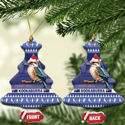 Aussie Kookaburra Ceramic Ornament Merry Christmas Blue Style