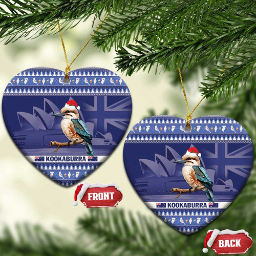 Aussie Kookaburra Ceramic Ornament Merry Christmas Blue Style