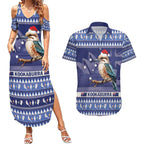 Aussie Kookaburra Couples Matching Summer Maxi Dress and Hawaiian Shirt Merry Christmas Blue Style