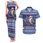 Aussie Kookaburra Couples Matching Tank Maxi Dress and Hawaiian Shirt Merry Christmas Blue Style