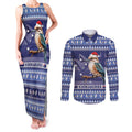 Aussie Kookaburra Couples Matching Tank Maxi Dress and Long Sleeve Button Shirt Merry Christmas Blue Style