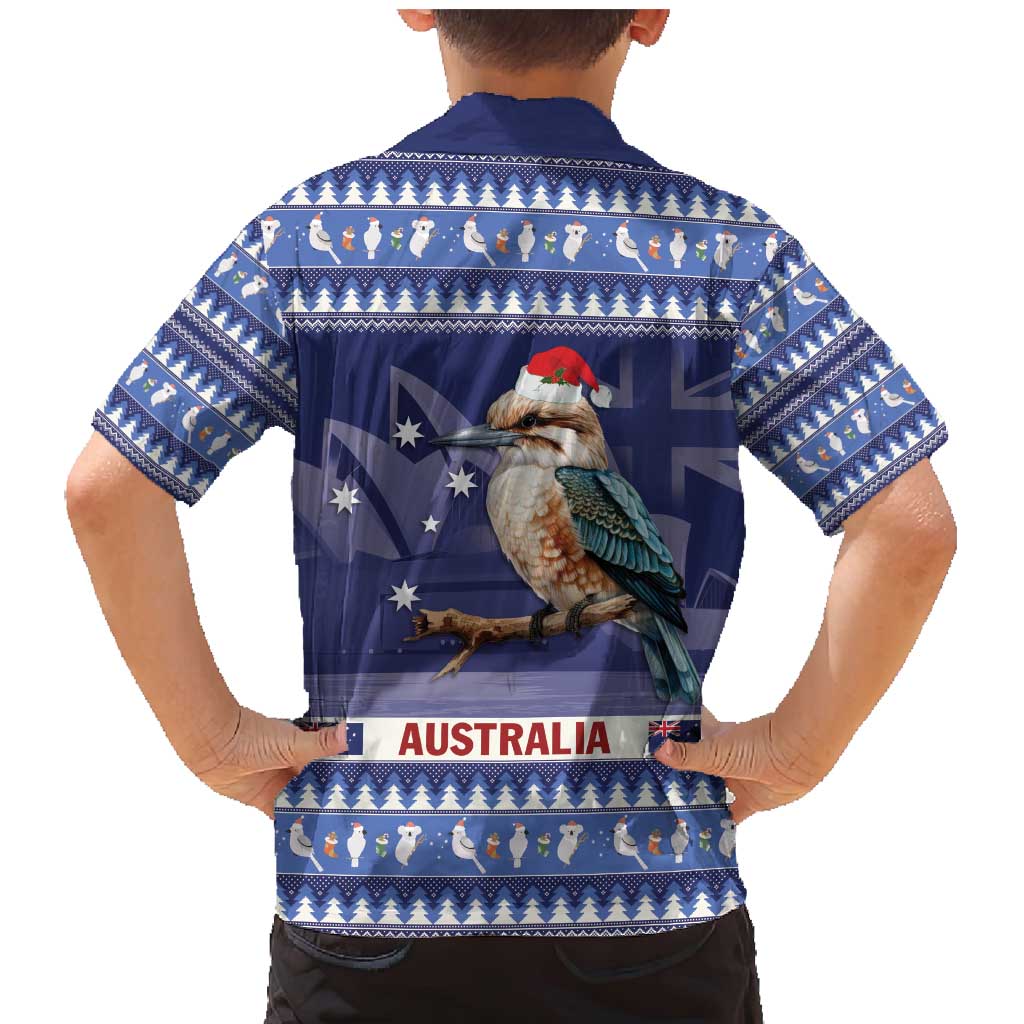 Aussie Kookaburra Family Matching Mermaid Dress and Hawaiian Shirt Merry Christmas Blue Style