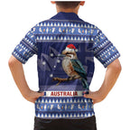 Aussie Kookaburra Family Matching Mermaid Dress and Hawaiian Shirt Merry Christmas Blue Style