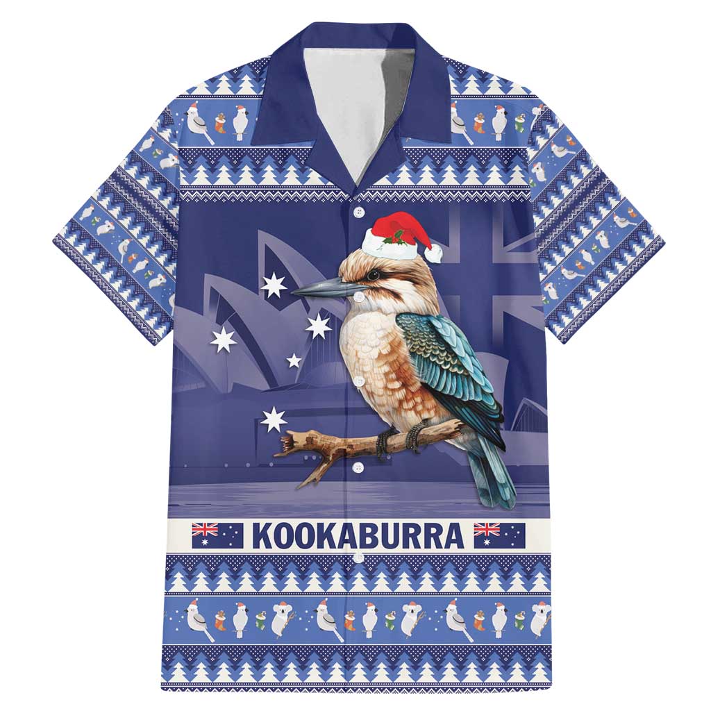Aussie Kookaburra Family Matching Mermaid Dress and Hawaiian Shirt Merry Christmas Blue Style