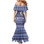 Aussie Kookaburra Family Matching Mermaid Dress and Hawaiian Shirt Merry Christmas Blue Style