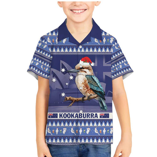 Aussie Kookaburra Family Matching Mermaid Dress and Hawaiian Shirt Merry Christmas Blue Style