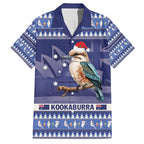 Aussie Kookaburra Family Matching Off The Shoulder Long Sleeve Dress and Hawaiian Shirt Merry Christmas Blue Style
