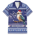 Aussie Kookaburra Family Matching Off Shoulder Short Dress and Hawaiian Shirt Merry Christmas Blue Style