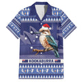 Aussie Kookaburra Family Matching Puletasi and Hawaiian Shirt Merry Christmas Blue Style