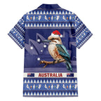 Aussie Kookaburra Family Matching Short Sleeve Bodycon Dress and Hawaiian Shirt Merry Christmas Blue Style