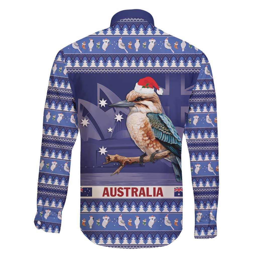 Aussie Kookaburra Family Matching Short Sleeve Bodycon Dress and Hawaiian Shirt Merry Christmas Blue Style