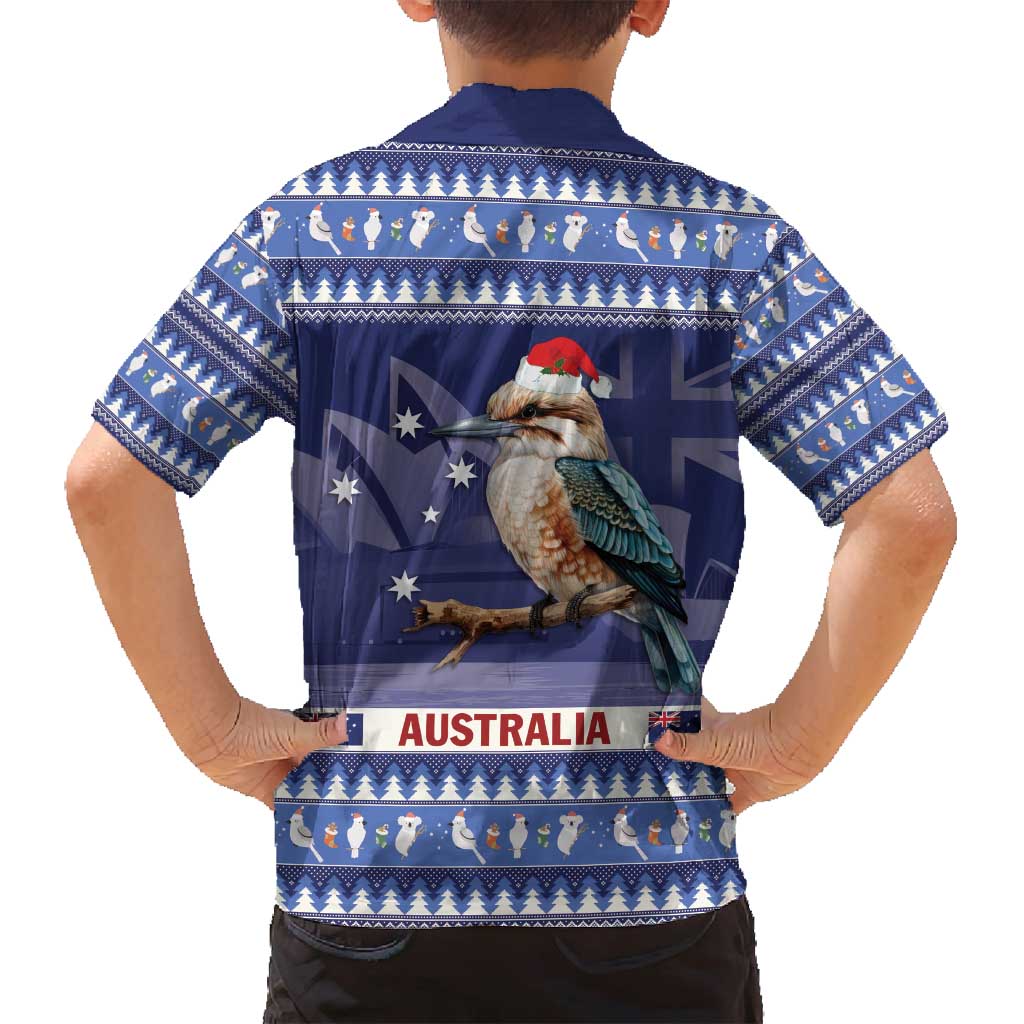 Aussie Kookaburra Family Matching Summer Maxi Dress and Hawaiian Shirt Merry Christmas Blue Style