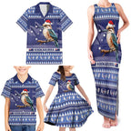 Aussie Kookaburra Family Matching Tank Maxi Dress and Hawaiian Shirt Merry Christmas Blue Style