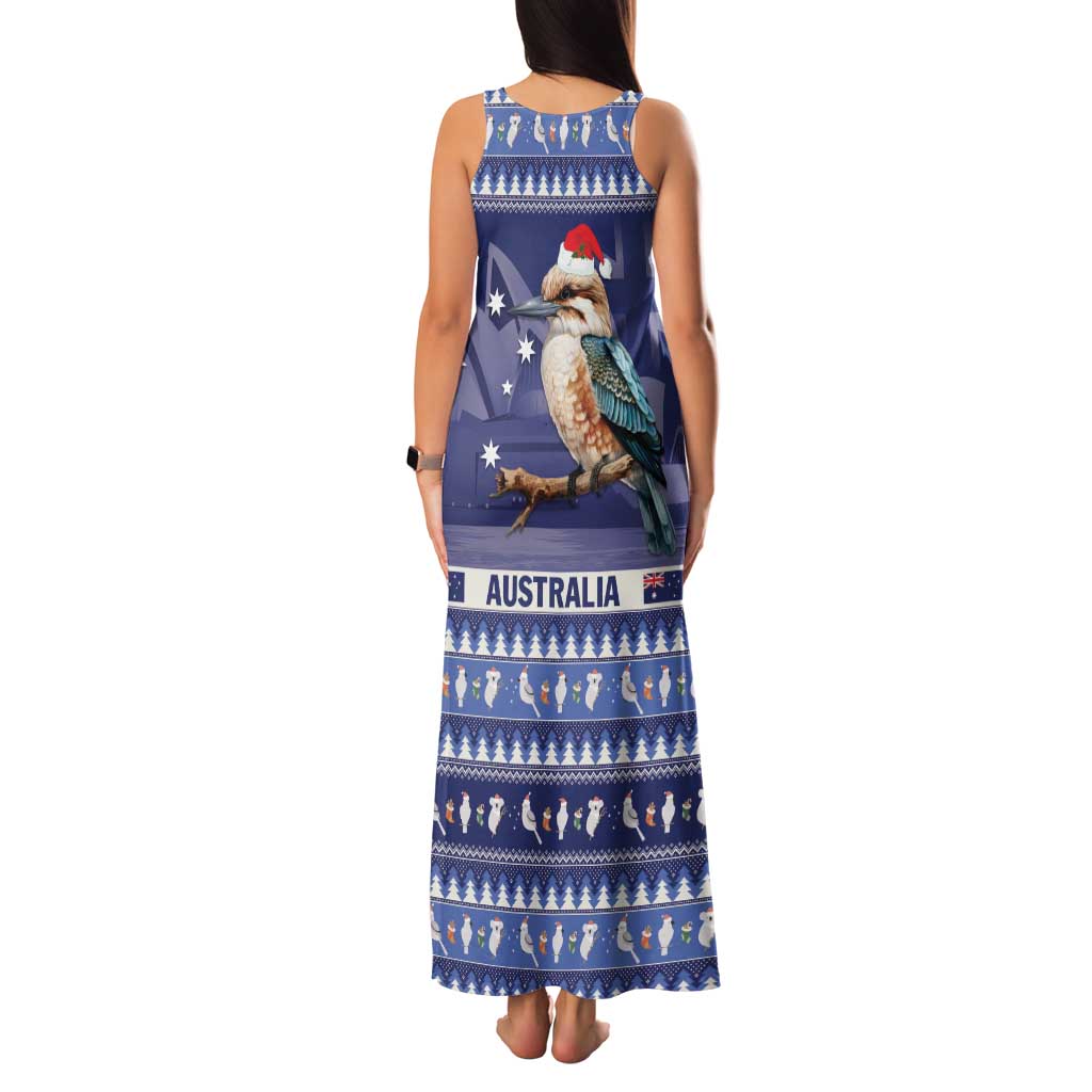 Aussie Kookaburra Family Matching Tank Maxi Dress and Hawaiian Shirt Merry Christmas Blue Style